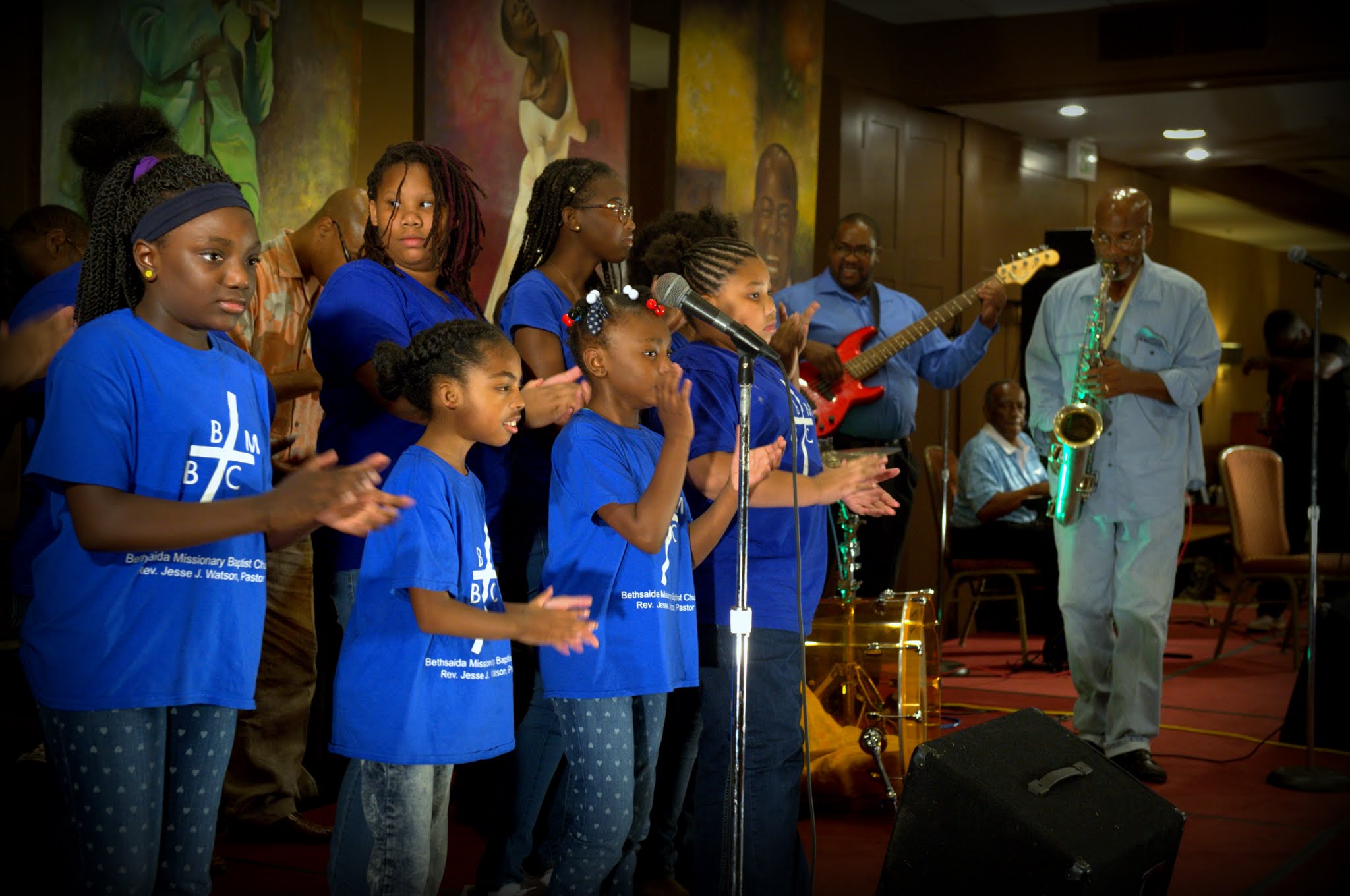 Children performing on stage