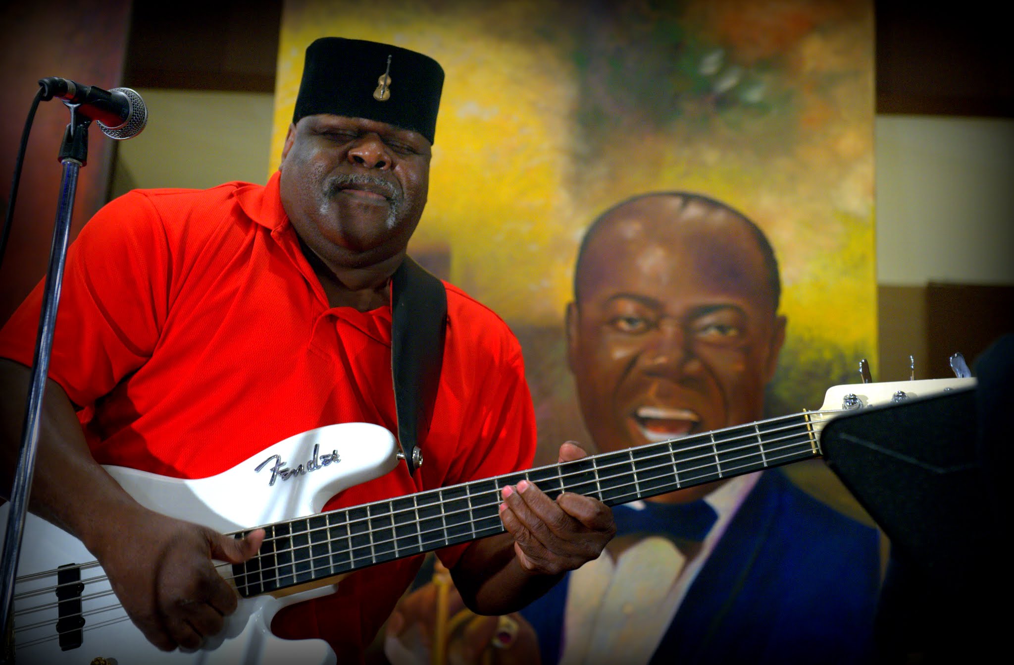 Soloist singing with spotlight